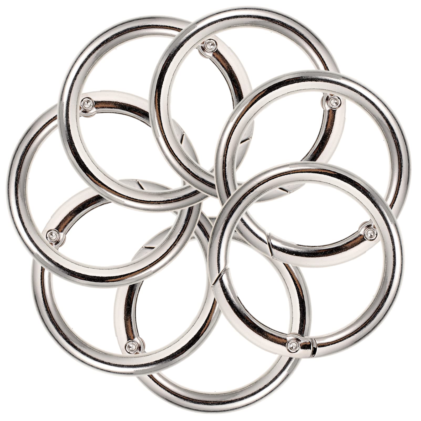 10PCS Spring O Ring 1.5 Inch Metal Round Carabiner Clip Circle Key